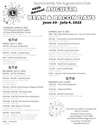 Bean and Bacon Days Community Mailing for the Celebration