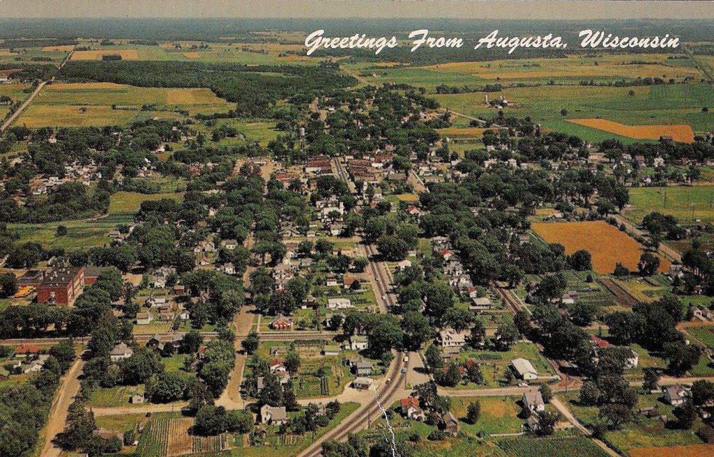 Post Card Augusta Wisconsin From the Air 1956