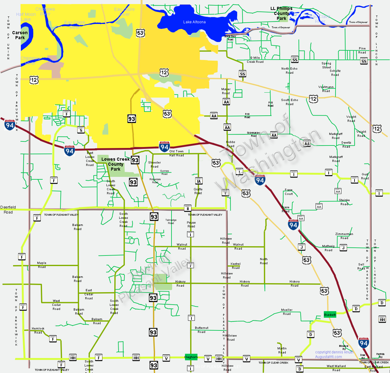 Washington County Wi Map Washington Township Map In Eau Claire County